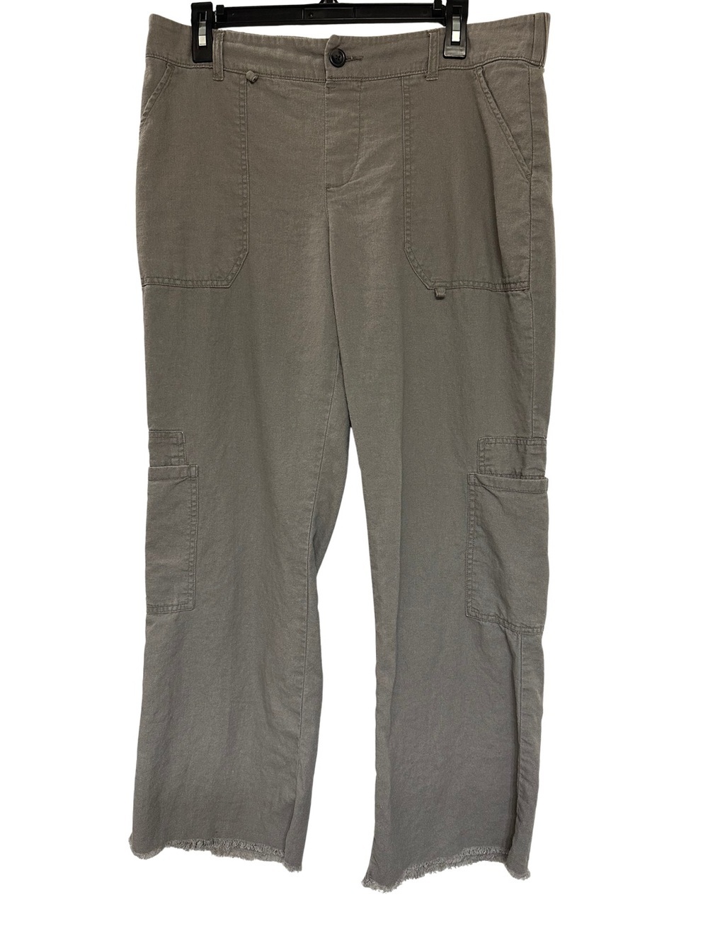 Happily Grey Linen Blend Cargo Pants, size Large